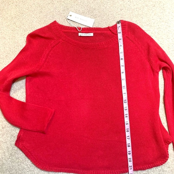 Just Madison Lightweight Red Knit Linen Blend Sweater Women Medium - Picture 4 of 6